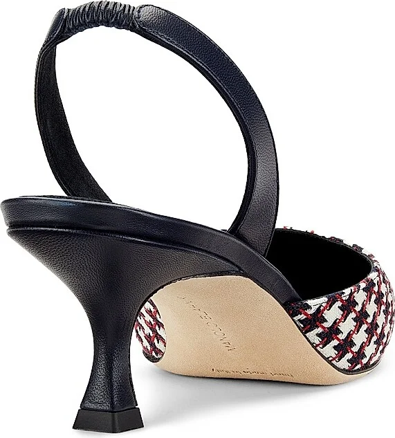 Women's Carolyne Tweed Slingback Pumps - Black White - Size 7 - Image 3
