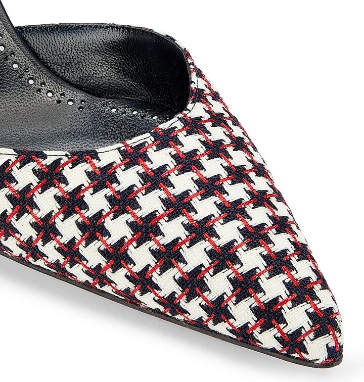 Women's Carolyne Tweed Slingback Pumps - Black White - Size 7 - Image 5