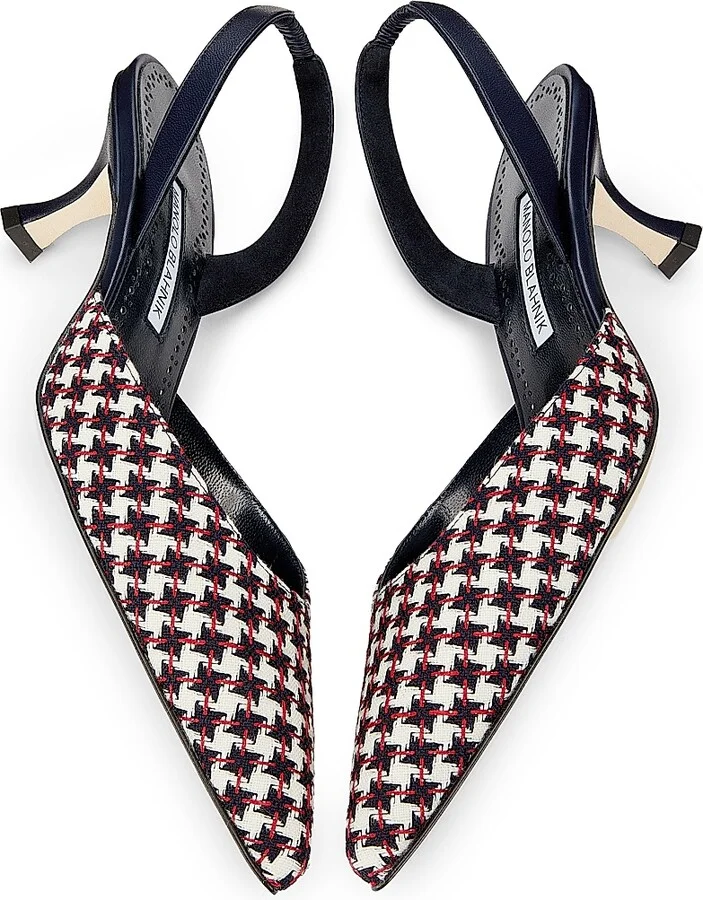 Women's Carolyne Tweed Slingback Pumps - Black White - Size 7 - Image 6