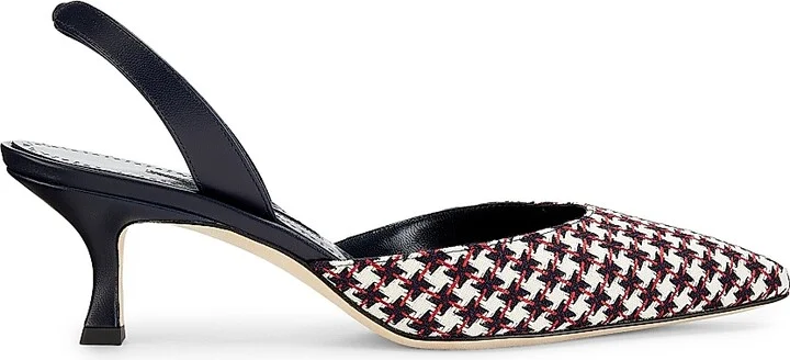 Women's Carolyne Tweed Slingback Pumps - Black White - Size 7