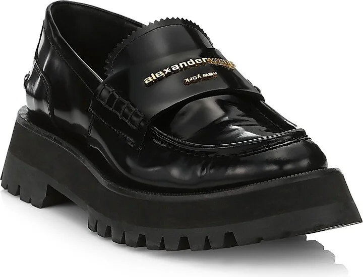 Women's Carter Box Leather Lug Loafers - Black - Size 5 - Image 2