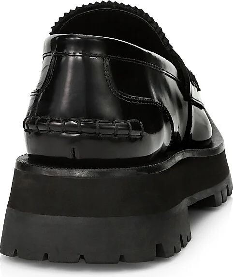 Women's Carter Box Leather Lug Loafers - Black - Size 5 - Image 3