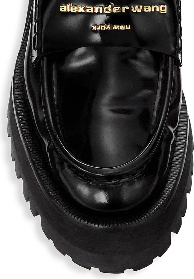 Women's Carter Box Leather Lug Loafers - Black - Size 5 - Image 4
