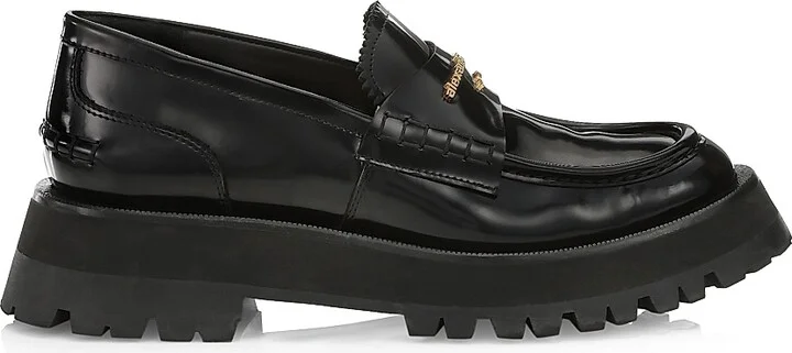Women's Carter Box Leather Lug Loafers - Black - Size 5