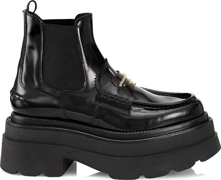 Women's Carter Leather Platform Ankle Boots - Black - Size 7.5
