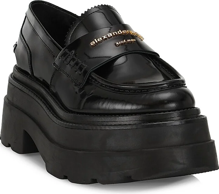 Women's Carter Leather Platform Loafers - Black - Size 8 - Image 2
