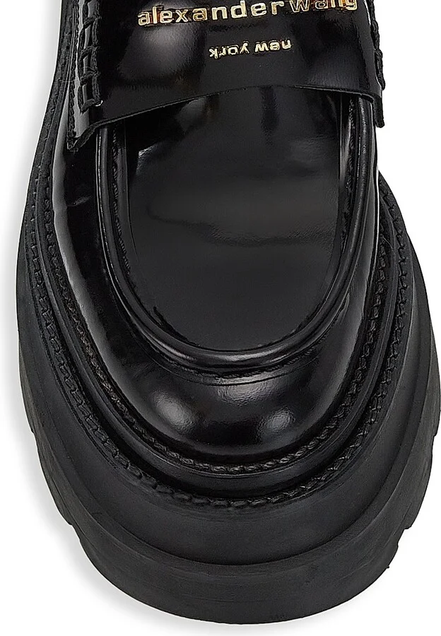 Women's Carter Leather Platform Loafers - Black - Size 8 - Image 4