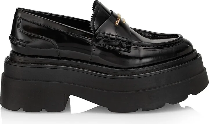 Women's Carter Leather Platform Loafers - Black - Size 8