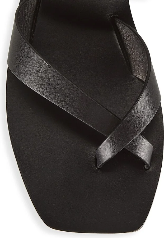 Women's Carter Leather Slip-On Sandals - Black - Size 5 - Image 4