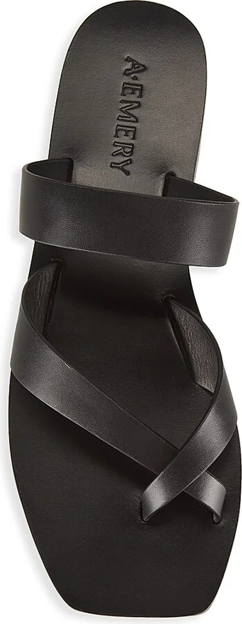 Women's Carter Leather Slip-On Sandals - Black - Size 5 - Image 5