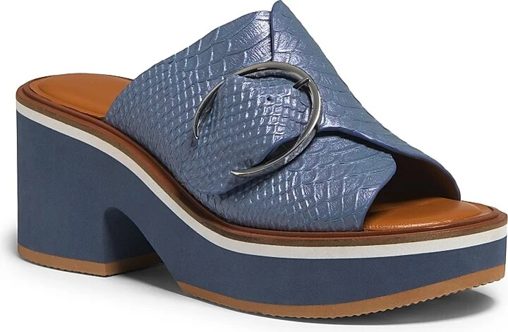 Women's Cash Leather Mules - Azure - Size 7 - Image 2