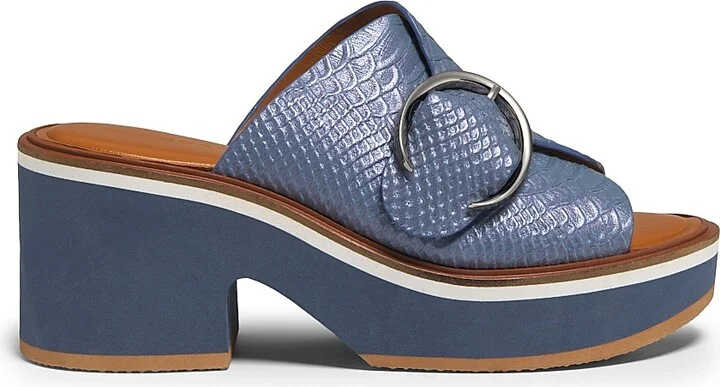 Women's Cash Leather Mules - Azure - Size 7