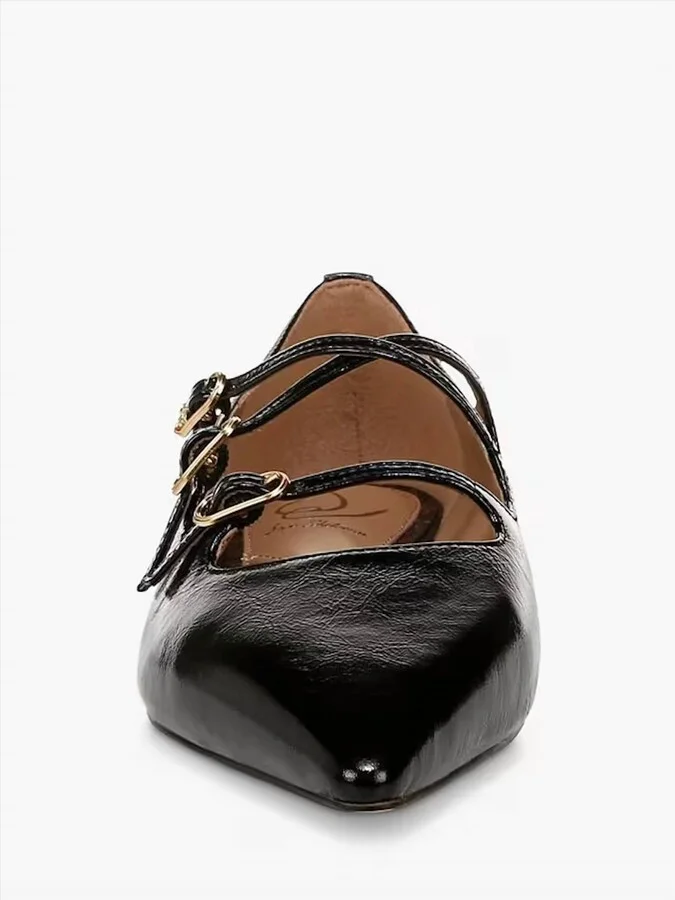 Women's Cass Mary Jane Pointed Toe Fashion Flats Shoes In Black