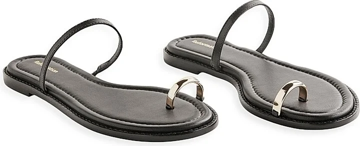 Women's Cassandra Leather Flat Sandals - Black - Size 5 - Image 2