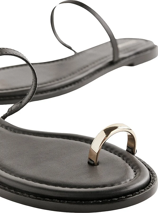 Women's Cassandra Leather Flat Sandals - Black - Size 5 - Image 3