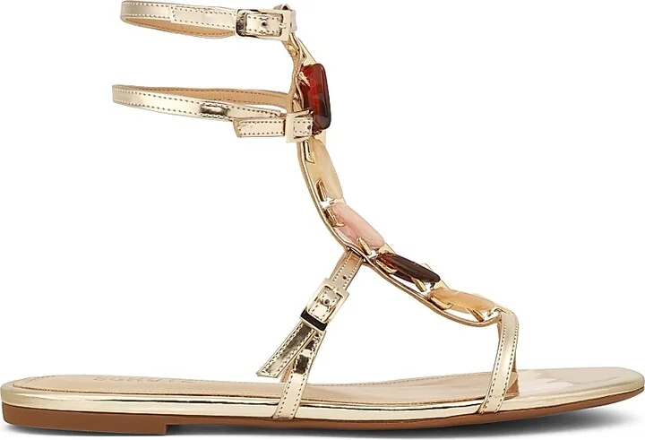 Women's Cassandra Ornamented Leather Sandals - Platina - Size 5