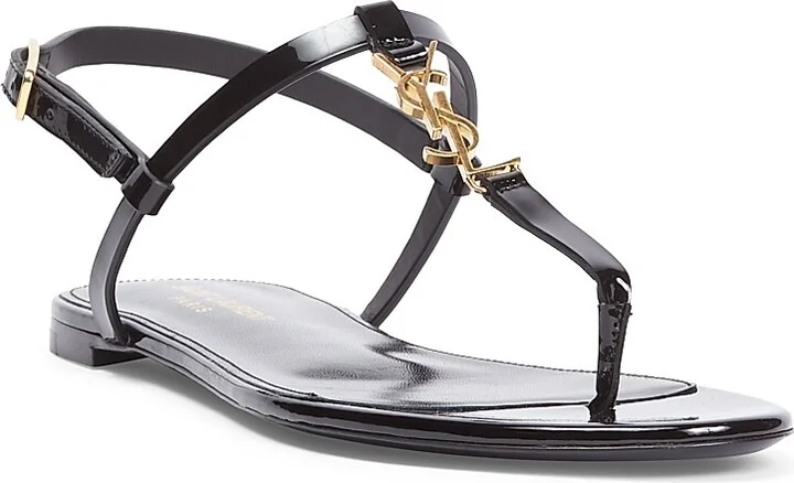 Women's Cassandra Patent Leather Slingback Thong Sandals - Nero - Size 5 - Image 2