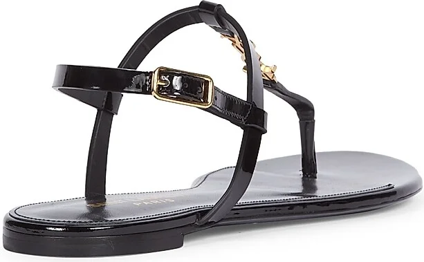 Women's Cassandra Patent Leather Slingback Thong Sandals - Nero - Size 5 - Image 3