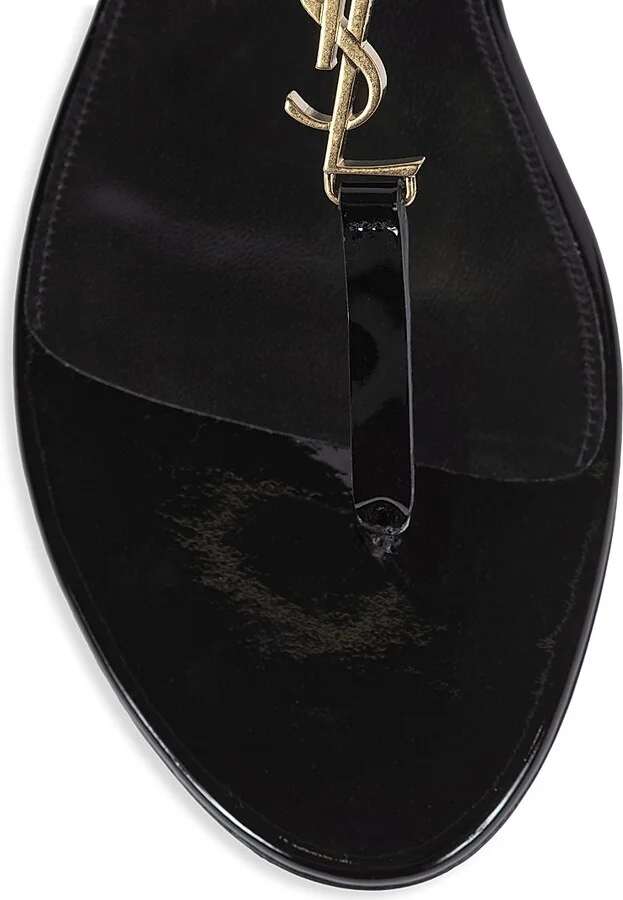 Women's Cassandra Patent Leather Slingback Thong Sandals - Nero - Size 5 - Image 4