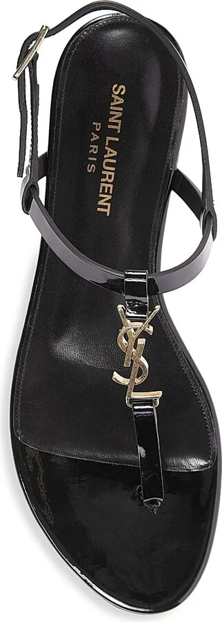 Women's Cassandra Patent Leather Slingback Thong Sandals - Nero - Size 5 - Image 5