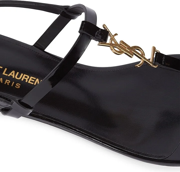 Women's Cassandra Patent Leather Slingback Thong Sandals - Nero - Size 5 - Image 6