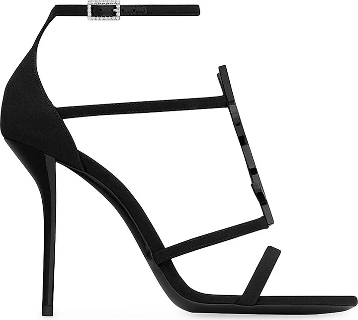 Women's Cassandra Sandals in Crepe De Chine - Black - Size 5.5