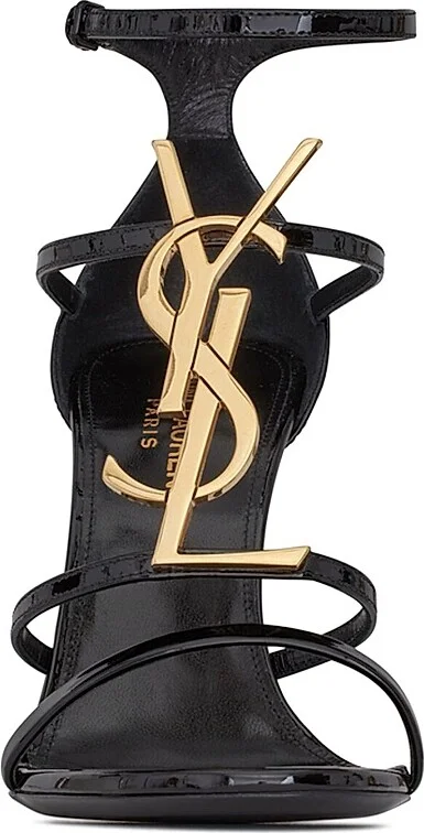 Women's Cassandra Sandals In Patent Leather With Gold-tone Monogram - Nero - Size 4 - Image 3