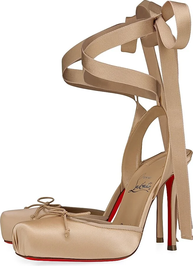 Women's Cassia Lace Up 100MM Satin Pumps - Brown - Size 7.5 - Image 5