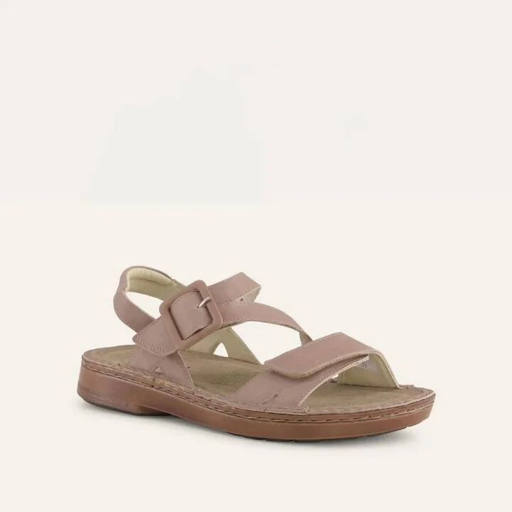 Women's Castelo Sandals - Wide In Khaki Beige Leather