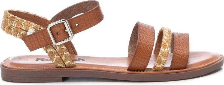 Women's Casual Flat Strappy Sandals In Medium Brown