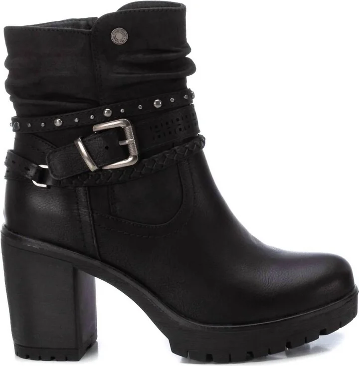 Women's Casual Heeled Booties In Black