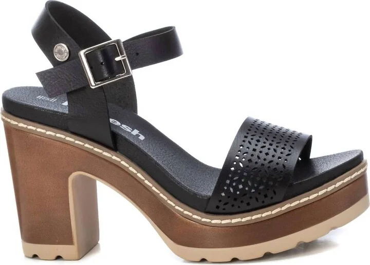 Women's Casual Heeled Platform Sandals In Black