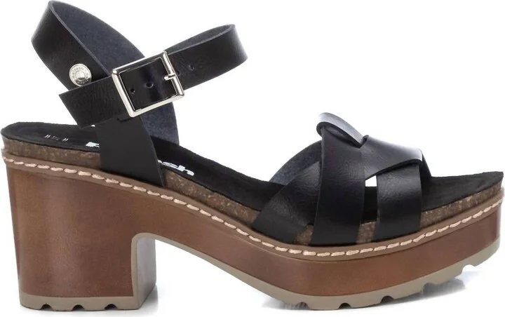 Women's Casual Heeled Platform Sandals In Black