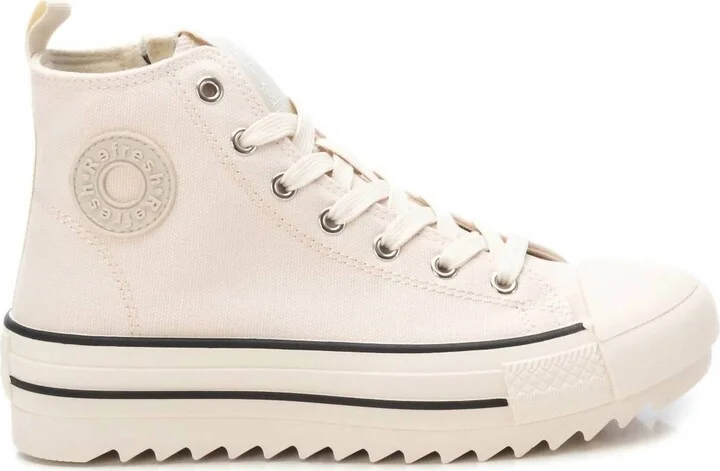 Women's Casual High Top Sneakers In Light Beige