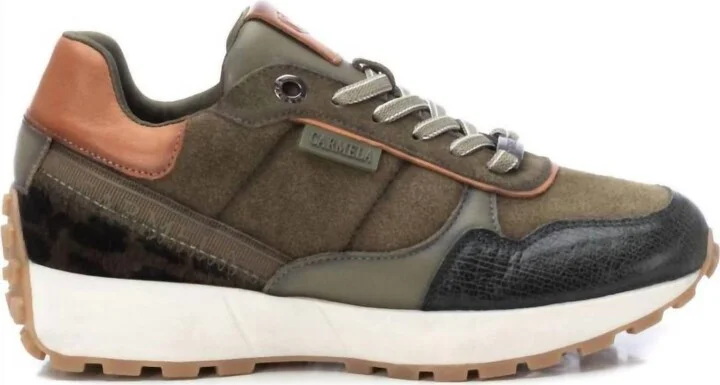 Women's Casual Leather Sneakers In Khaki