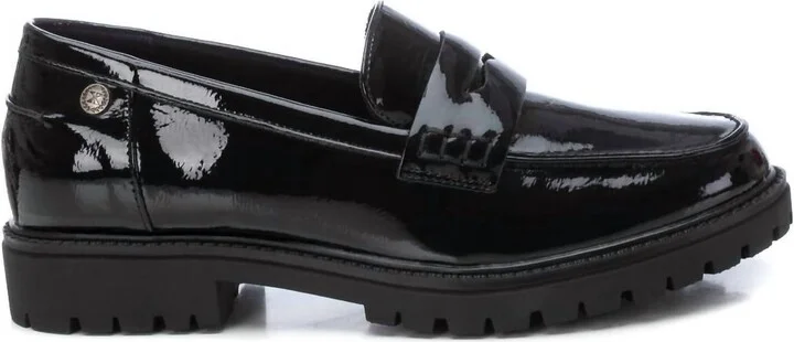 Women's Casual Patent Leather Moccasin Shoes In Black