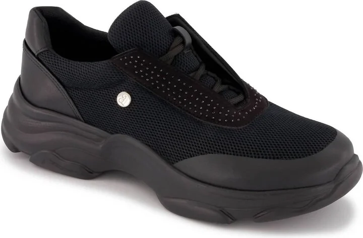 Women's Casual Sneakers With Rhinestone Detail In Black