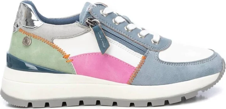 Women's Casual Sneakers With Side Zipper In Jeans