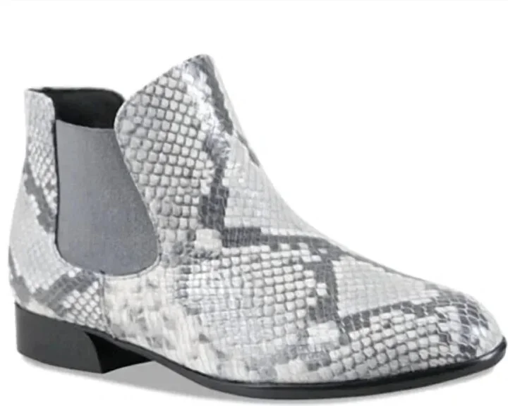 Women's Cate Chelsea Boot In Grey Snake Leather