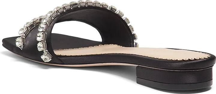 Women's Catherine Crystal-Embellished Satin Slides - Black Crystal - Size 5 Sandals - Image 3
