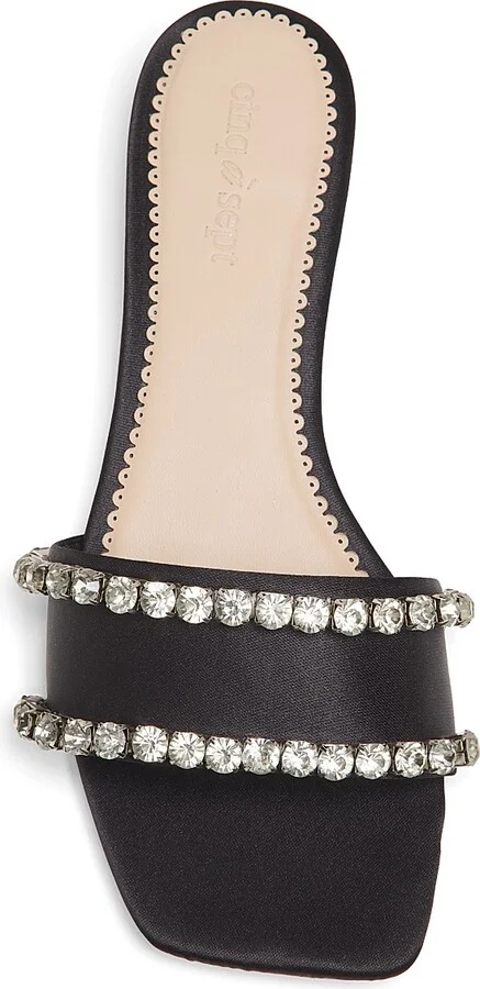 Women's Catherine Crystal-Embellished Satin Slides - Black Crystal - Size 5 Sandals - Image 4
