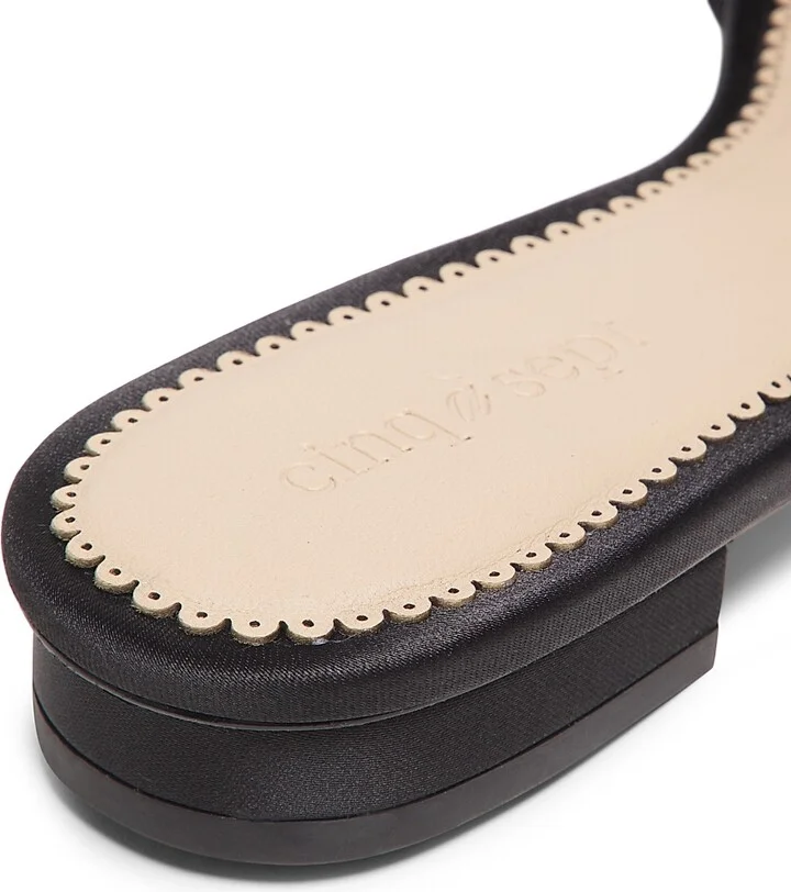 Women's Catherine Crystal-Embellished Satin Slides - Black Crystal - Size 5 Sandals - Image 5