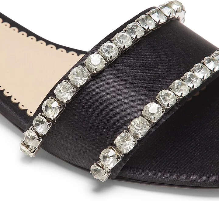 Women's Catherine Crystal-Embellished Satin Slides - Black Crystal - Size 5 Sandals - Image 6