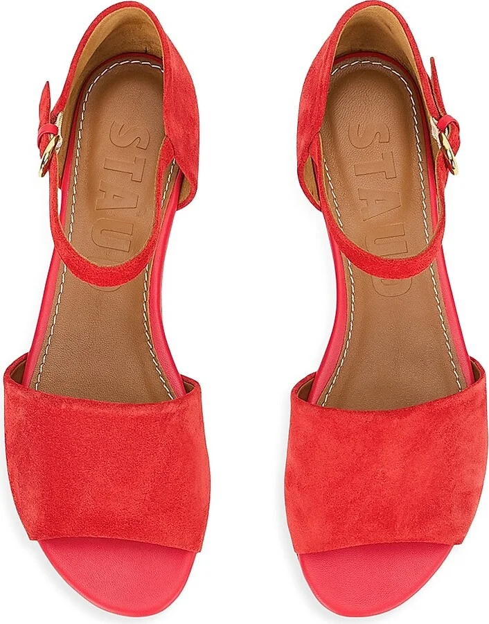 Women's Catherine Suede Flat Sandals - Red Rose - Size 5 - Image 4