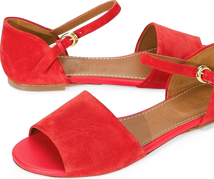 Women's Catherine Suede Flat Sandals - Red Rose - Size 5 - Image 5