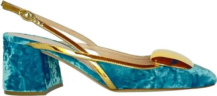 Women's Cavalla Velvet Block Heel In Velvet/mirror