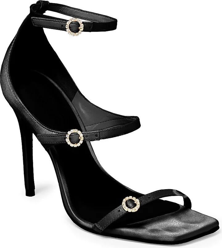 Women's Celeste 100MM Satin High-Heel Sandals - Black - Size 7 - Image 2
