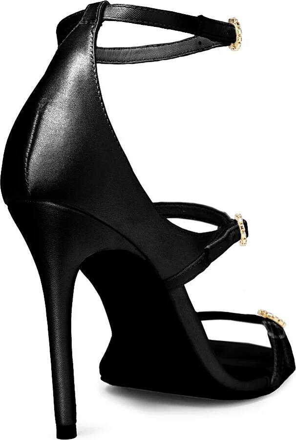 Women's Celeste 100MM Satin High-Heel Sandals - Black - Size 7 - Image 3
