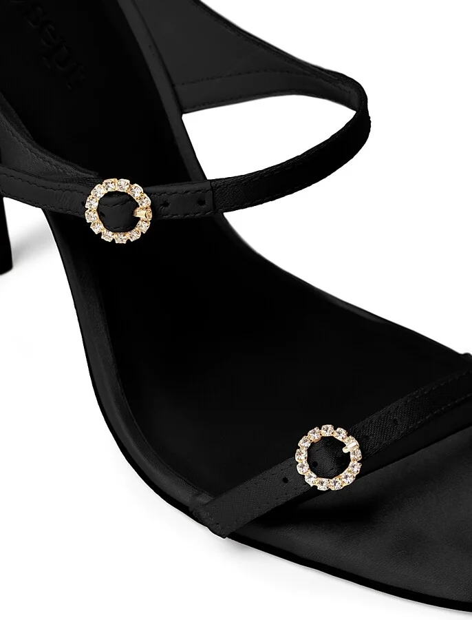 Women's Celeste 100MM Satin High-Heel Sandals - Black - Size 7 - Image 6