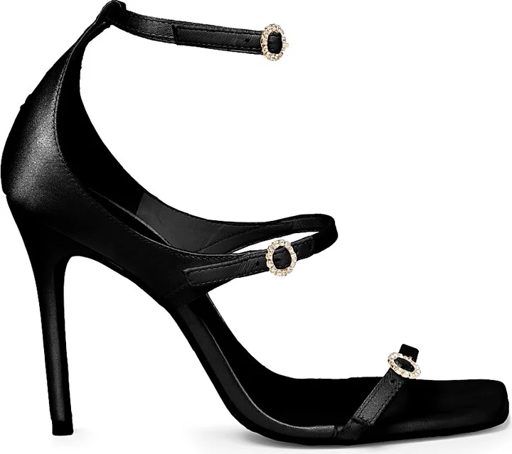 Women's Celeste 100MM Satin High-Heel Sandals - Black - Size 7